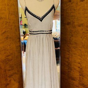 Japna Gray & White Stripe Black Trim Maxi Dress XS